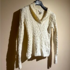 Talbots Women’s Size Medium Off White Cable Knit Long Sleeve Sweater